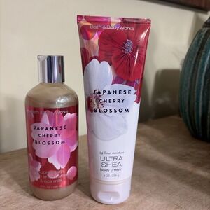 Bath & Body Works Japanese Cherry Blossom Body Cream And Bubble Bath Shea
